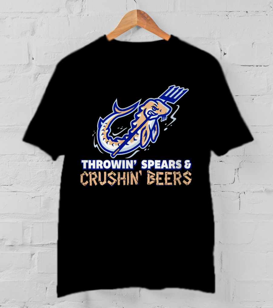Throwin' Spears And Crushin' Beers Catfish With Pitchfork T-Shirt