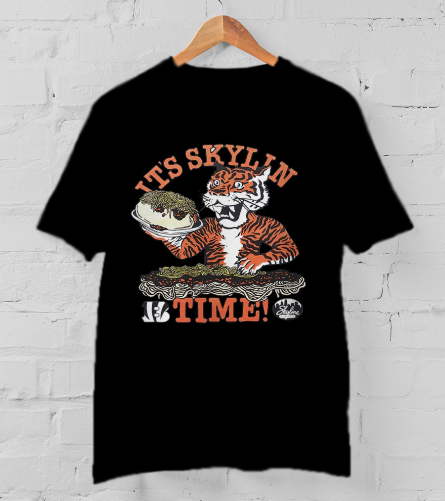 Its Skyline Time Cincinnati Bengals Tiger With Chili And Spaghetti T-Shirt