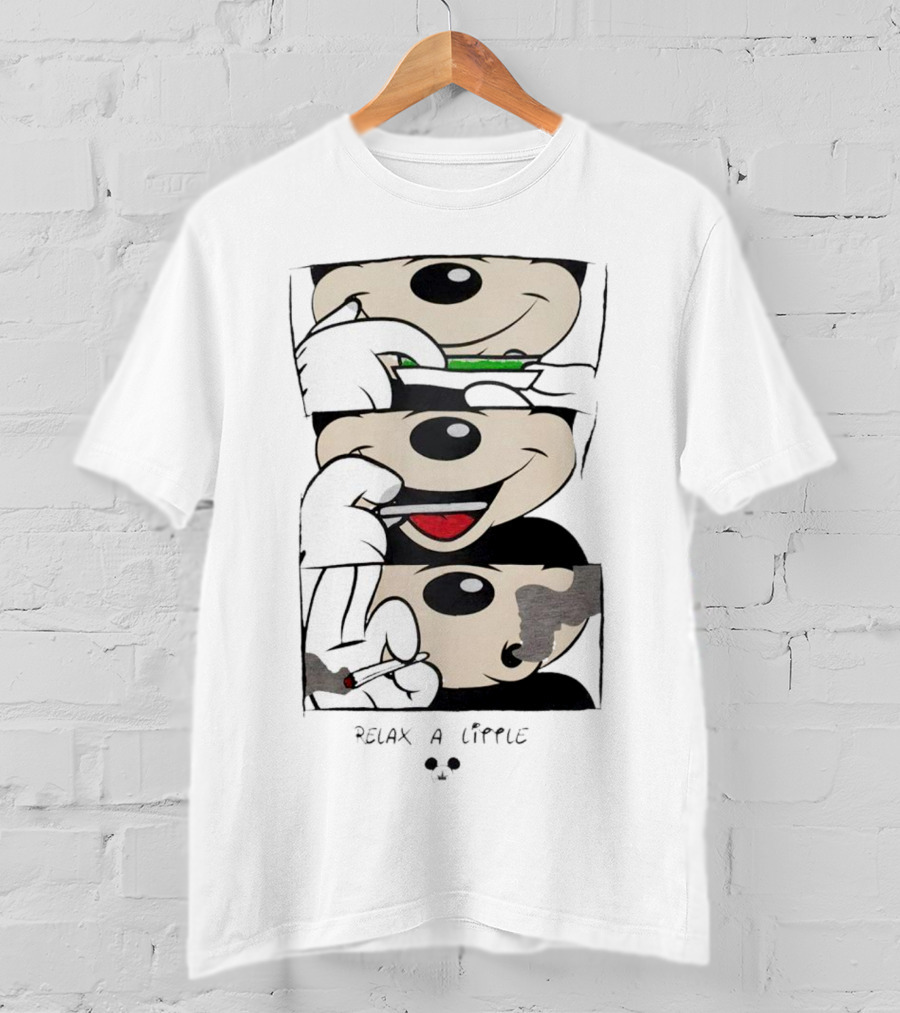 Mickey Relax A Little Smoking Cartoon Comic Strip T-Shirt