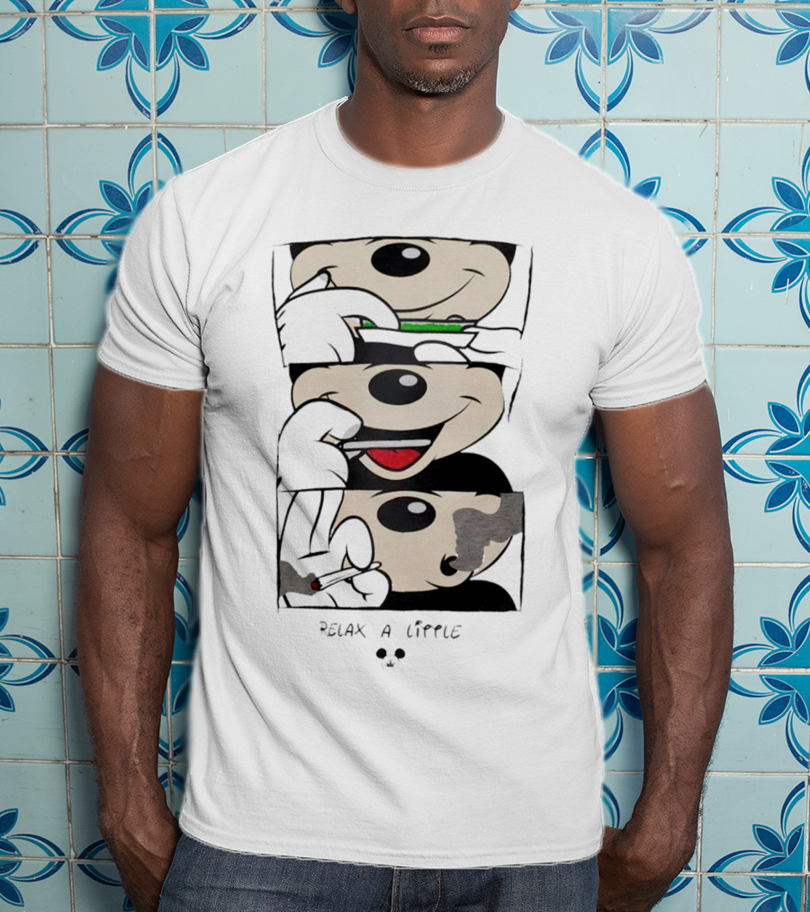 Mickey Relax A Little Smoking Cartoon Comic Strip T-Shirt
