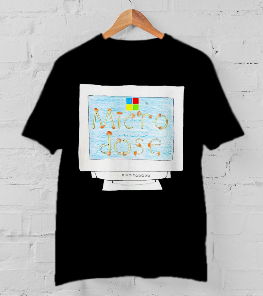 Microdose Windows Parody With Magic Mushrooms On Vintage Computer Screen T-Shirt