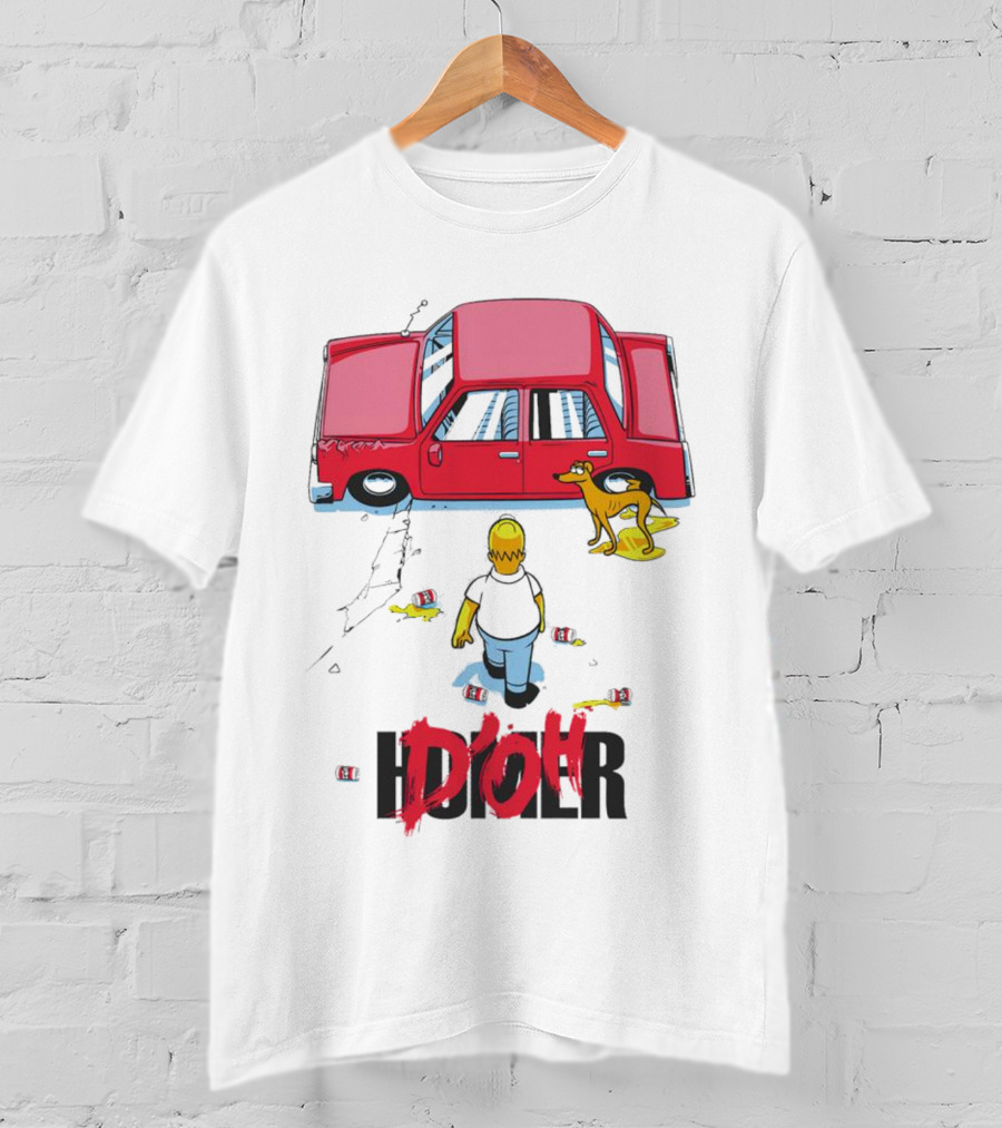 The Simpsons D’Oh Homer Red Car And Dog T-Shirt