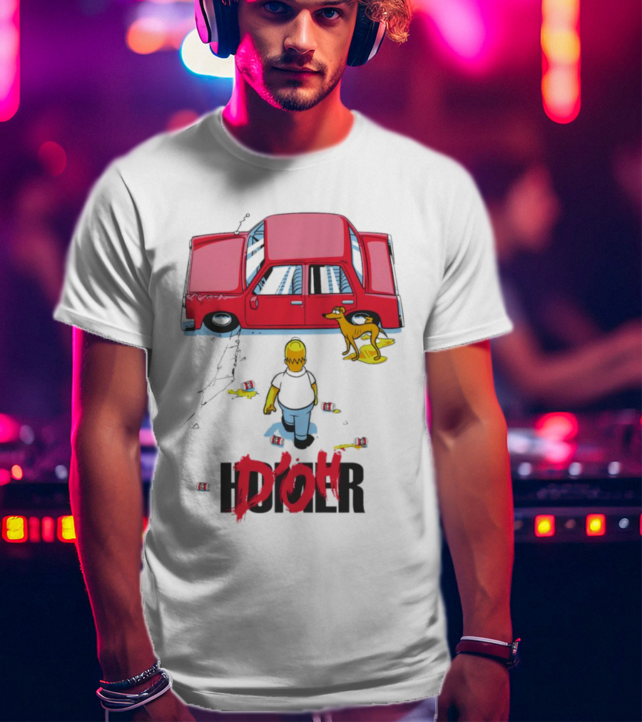 The Simpsons D’Oh Homer Red Car And Dog T-Shirt