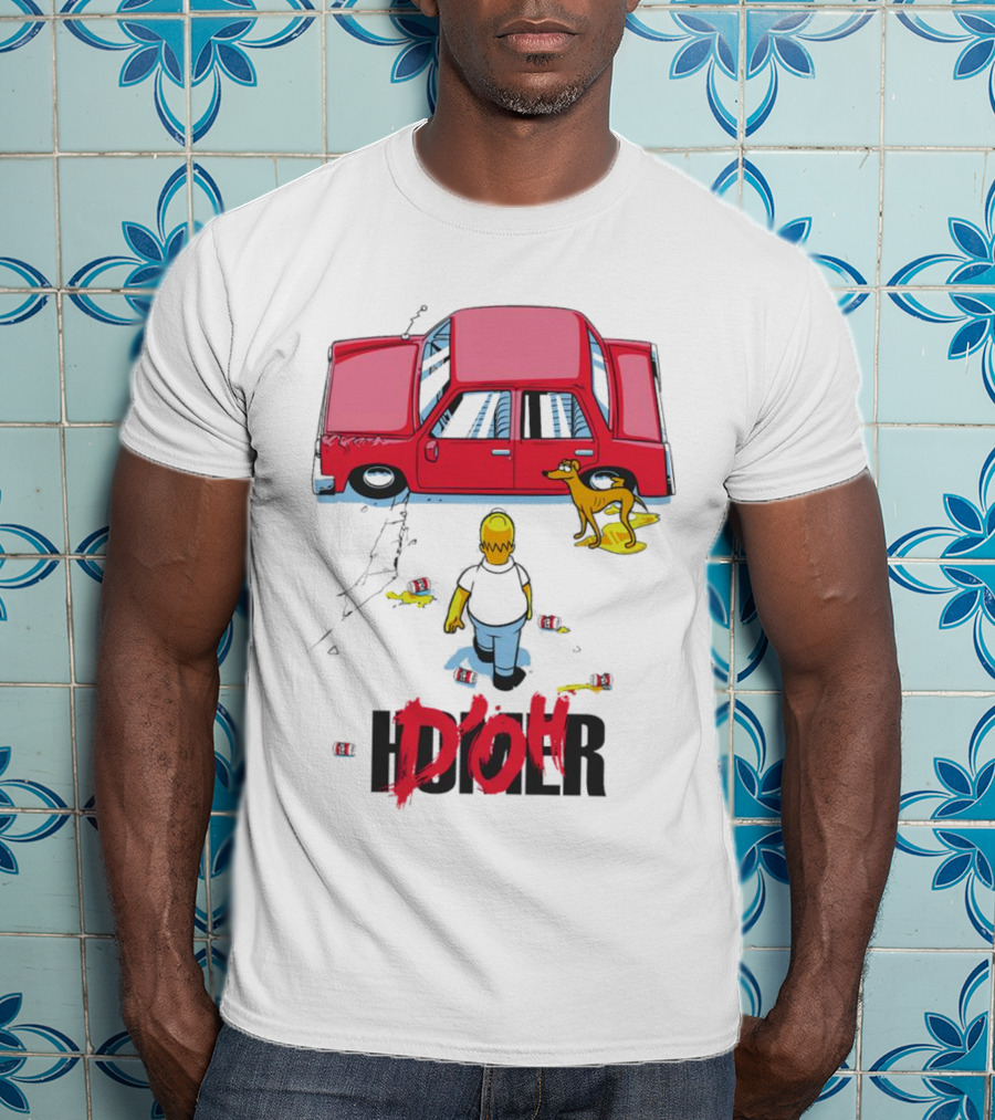 The Simpsons D’Oh Homer Red Car And Dog T-Shirt