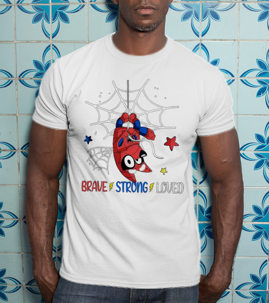 Brave Strong Loved Spider Superhero Dog Web Stars T-Shirt