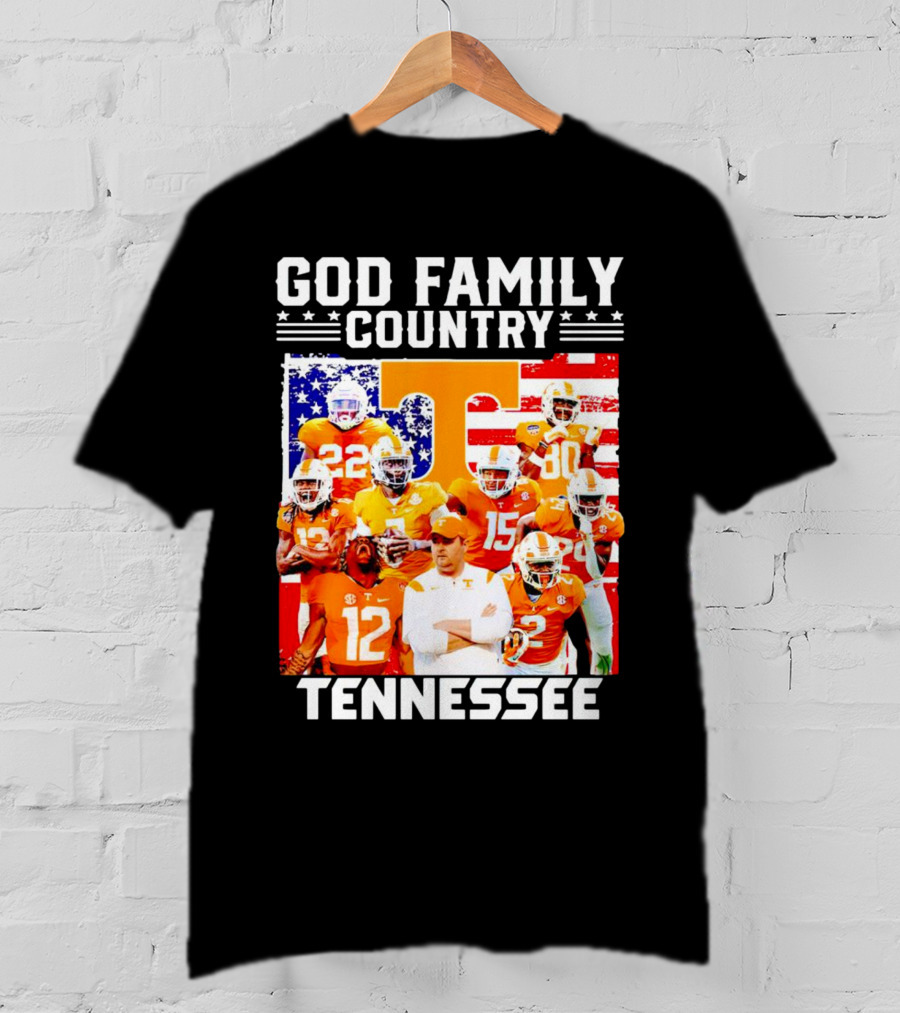 God Family Country Tennessee Volunteers Football American Flag T-Shirt