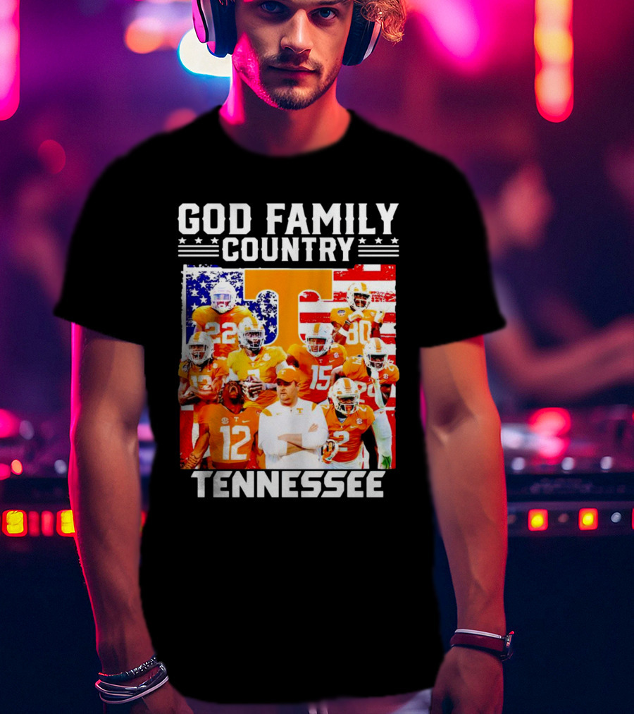 God Family Country Tennessee Volunteers Football American Flag T-Shirt