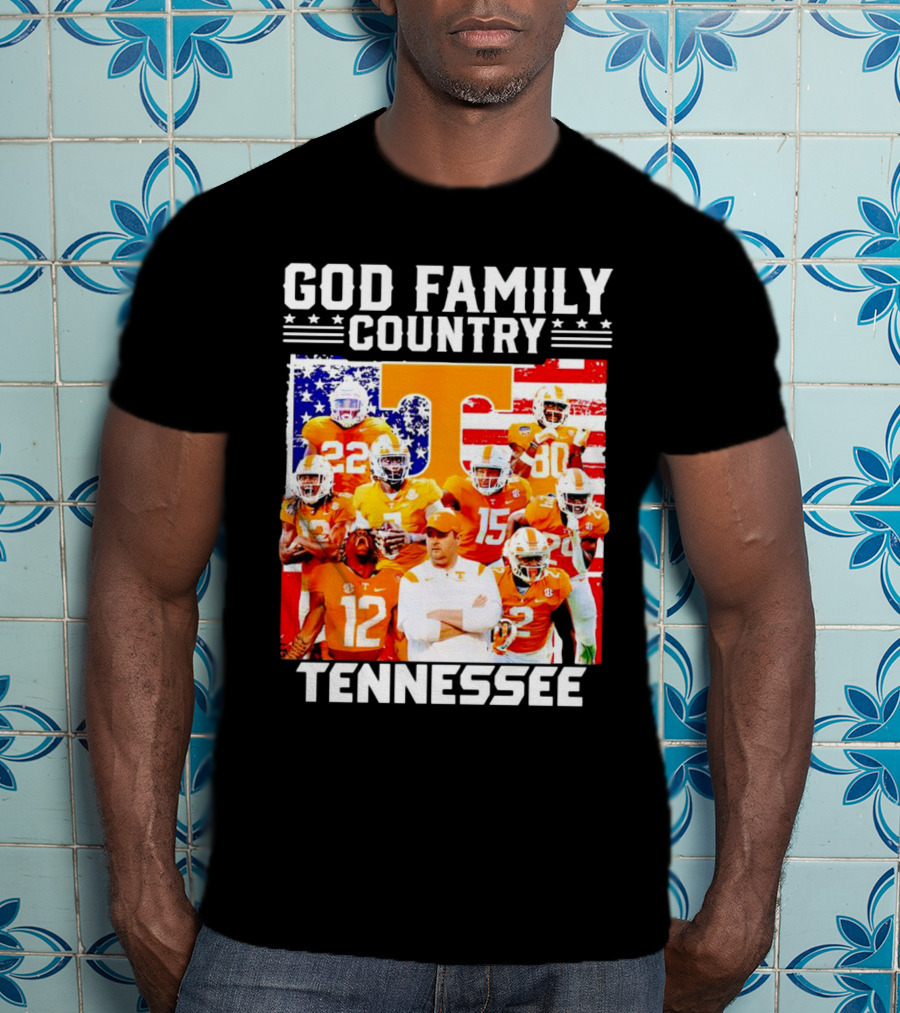 God Family Country Tennessee Volunteers Football American Flag T-Shirt