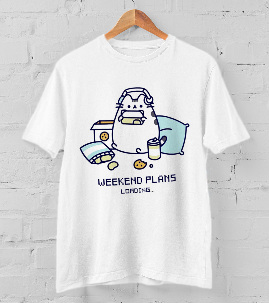 Weekend Plans Loading Pusheen Cat Snacks And Headphones T-Shirt