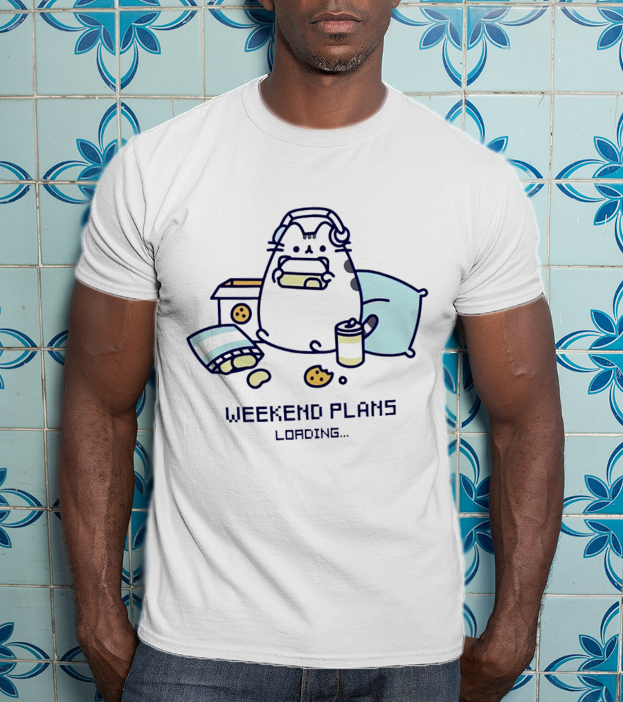 Weekend Plans Loading Pusheen Cat Snacks And Headphones T-Shirt