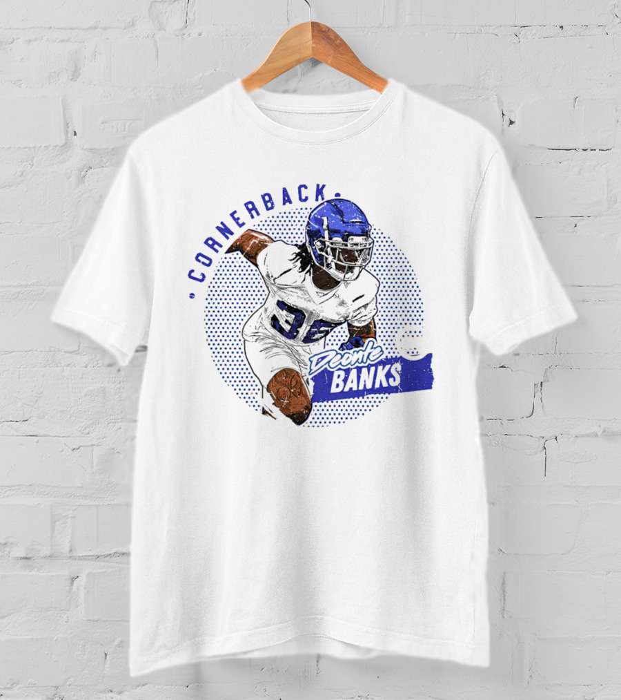 Deonte Banks New York Giants Cornerback Dots Blue Football Player T-Shirt