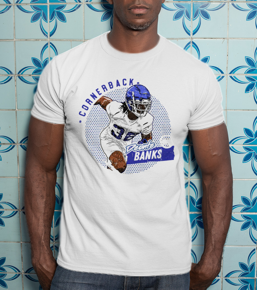 Deonte Banks New York Giants Cornerback Dots Blue Football Player T-Shirt