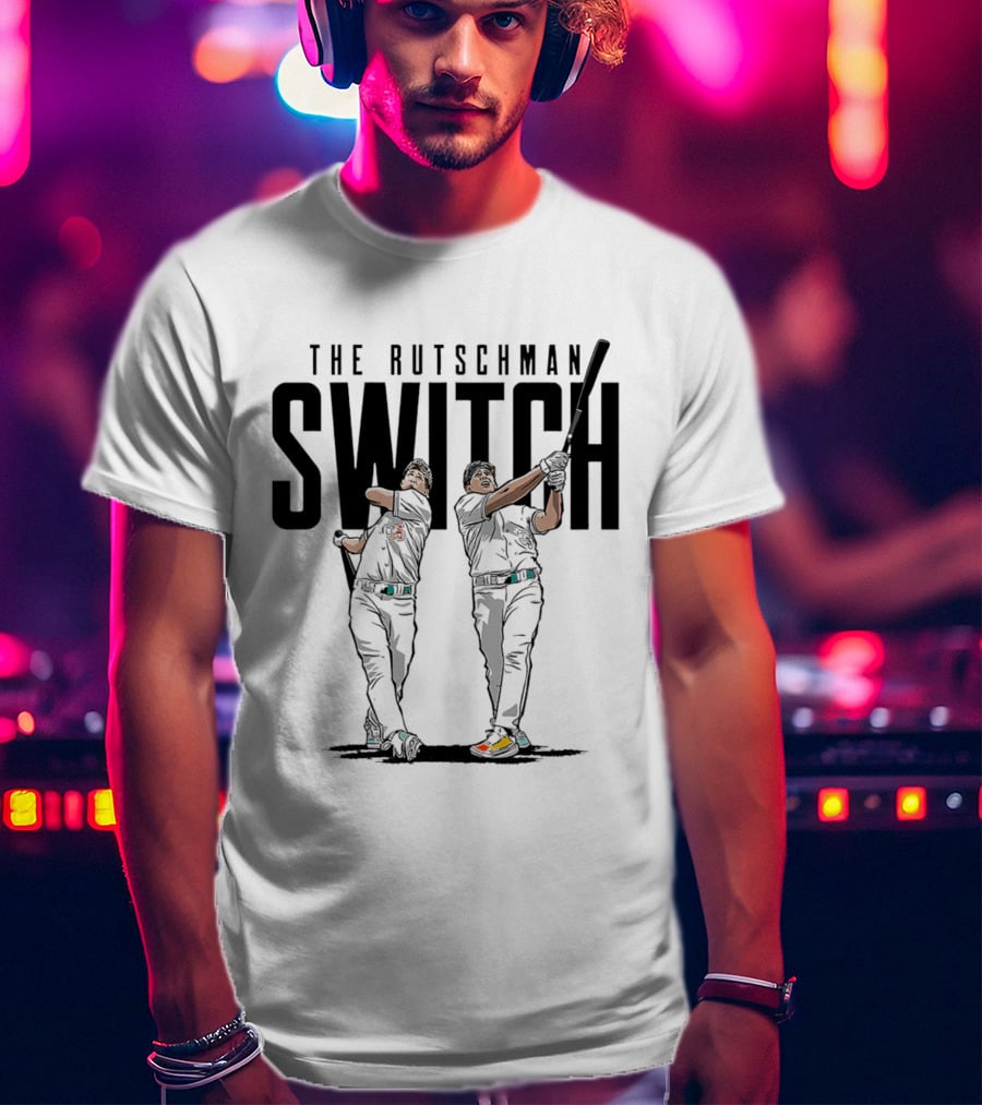 The Rutschman Switch - Baltimore Orioles Player Dual Batting T-Shirt