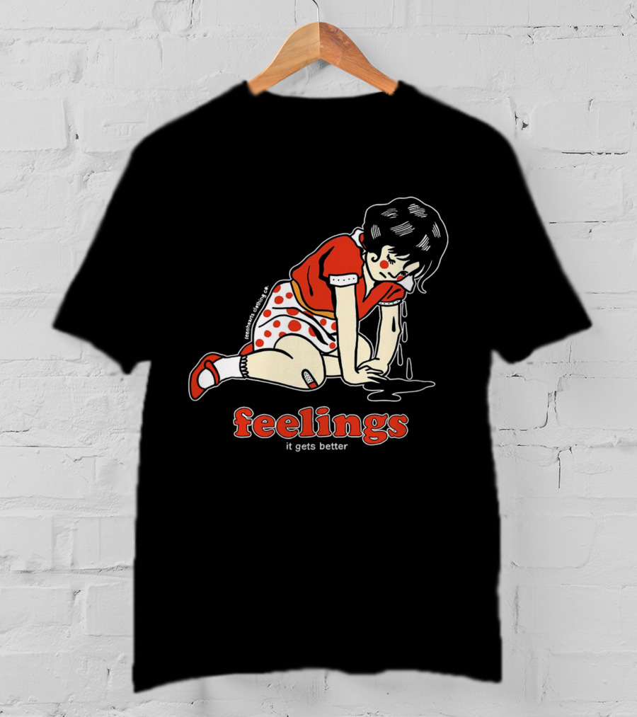 Feelings It Gets Better Vintage Cartoon Girl Red Polka Dot Dress T-Shirt