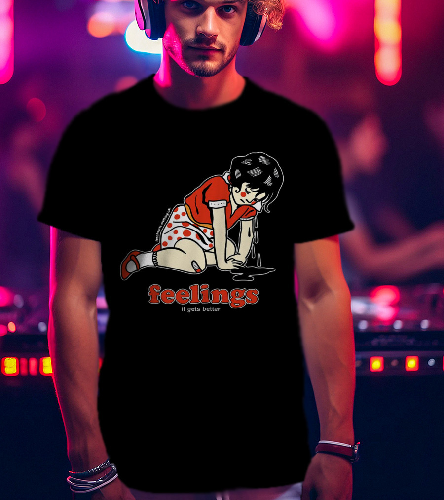Feelings It Gets Better Vintage Cartoon Girl Red Polka Dot Dress T-Shirt