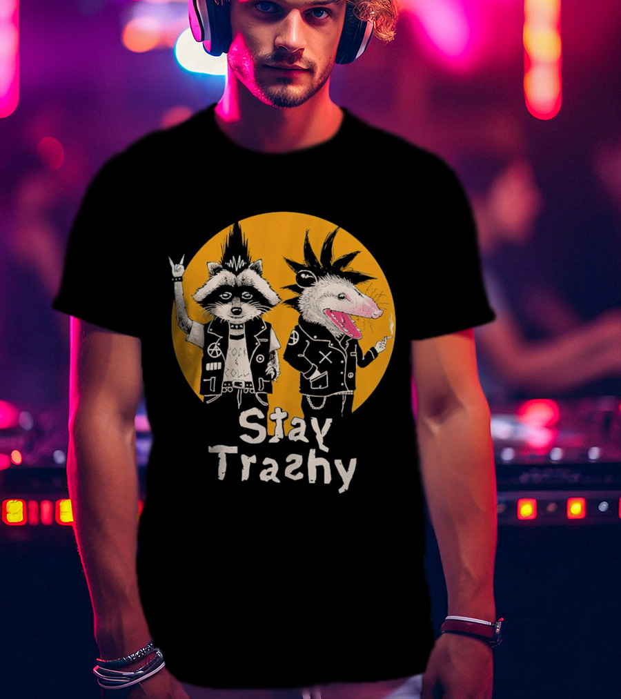 Stay Trashy Rock And Roll Punk Raccoon And Possum T-Shirt
