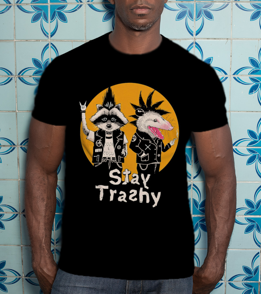 Stay Trashy Rock And Roll Punk Raccoon And Possum T-Shirt