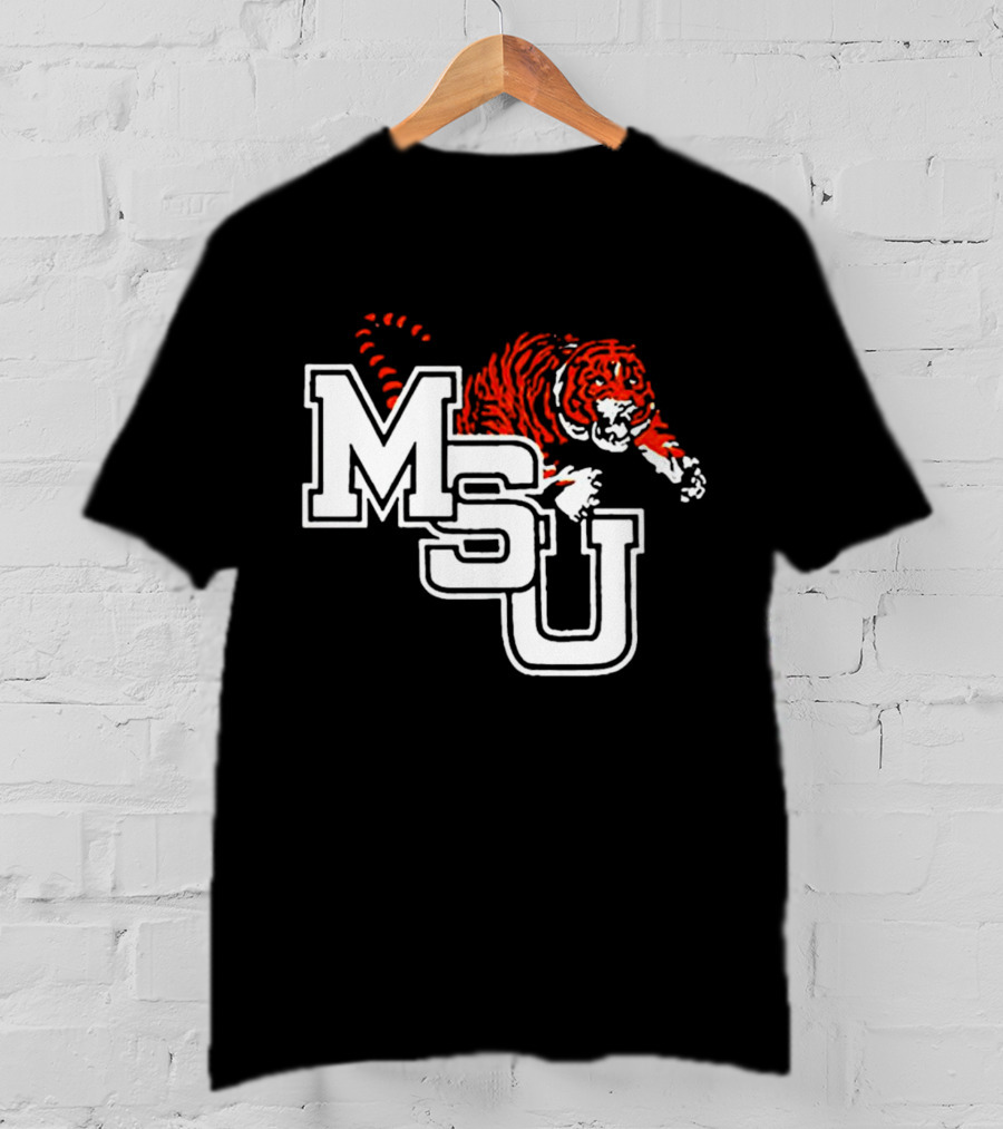 MSU Tiger Logo With Fierce Tiger Image T-Shirt