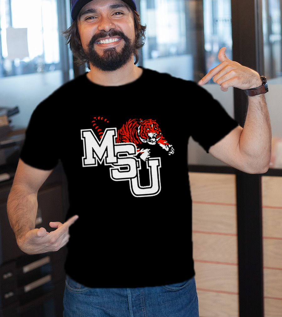 MSU Tiger Logo With Fierce Tiger Image T-Shirt