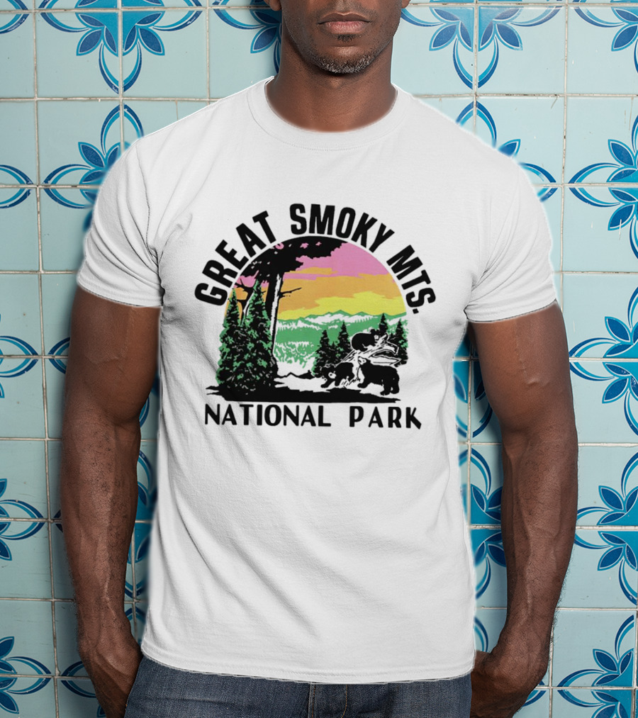 Great Smoky Mts National Park Sunset With Forest And Bears T-Shirt