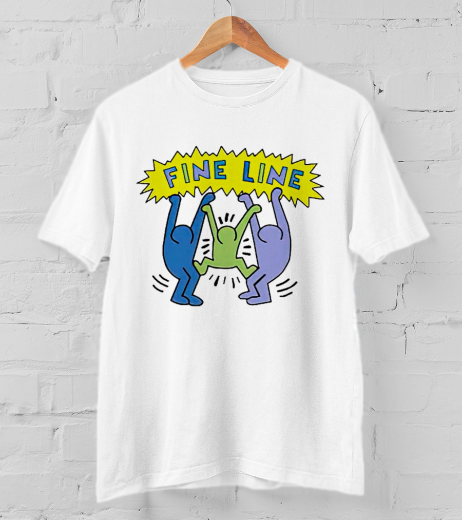 Fine Line Colorful Figures In Haring T-Shirt