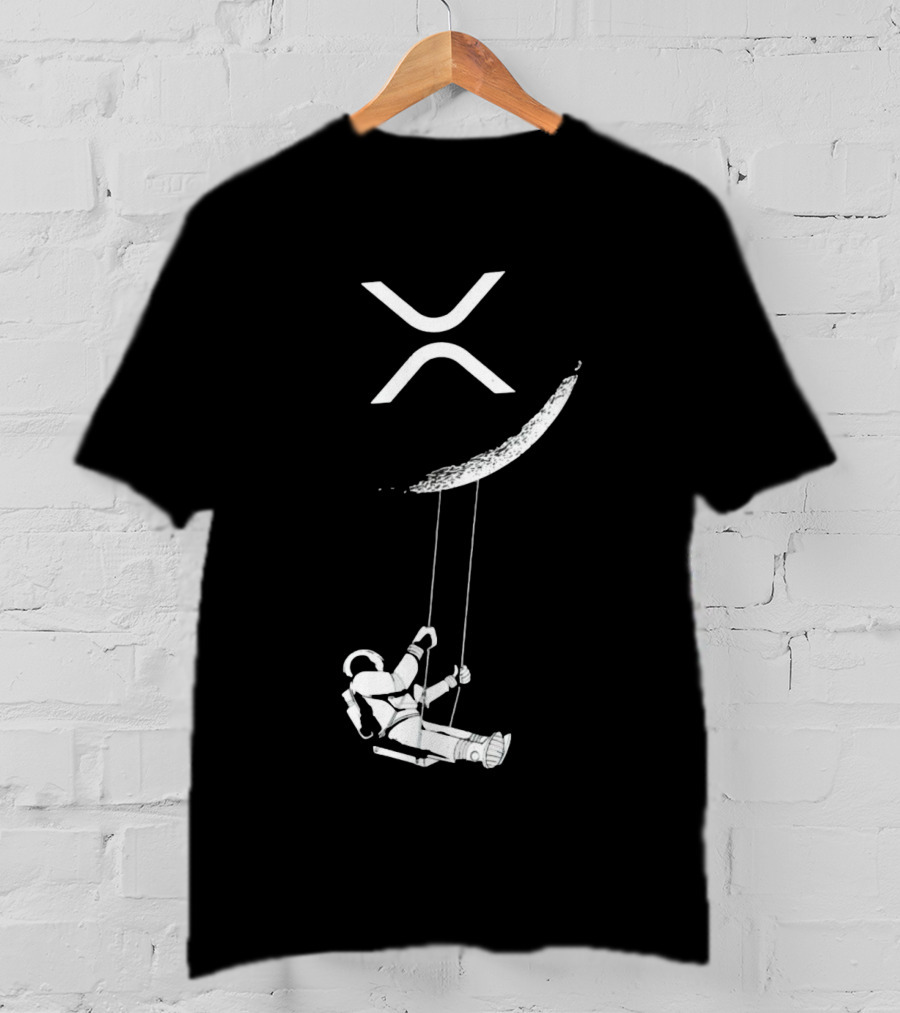 XRP Astronaut Swinging Under Crescent Moon T-Shirt