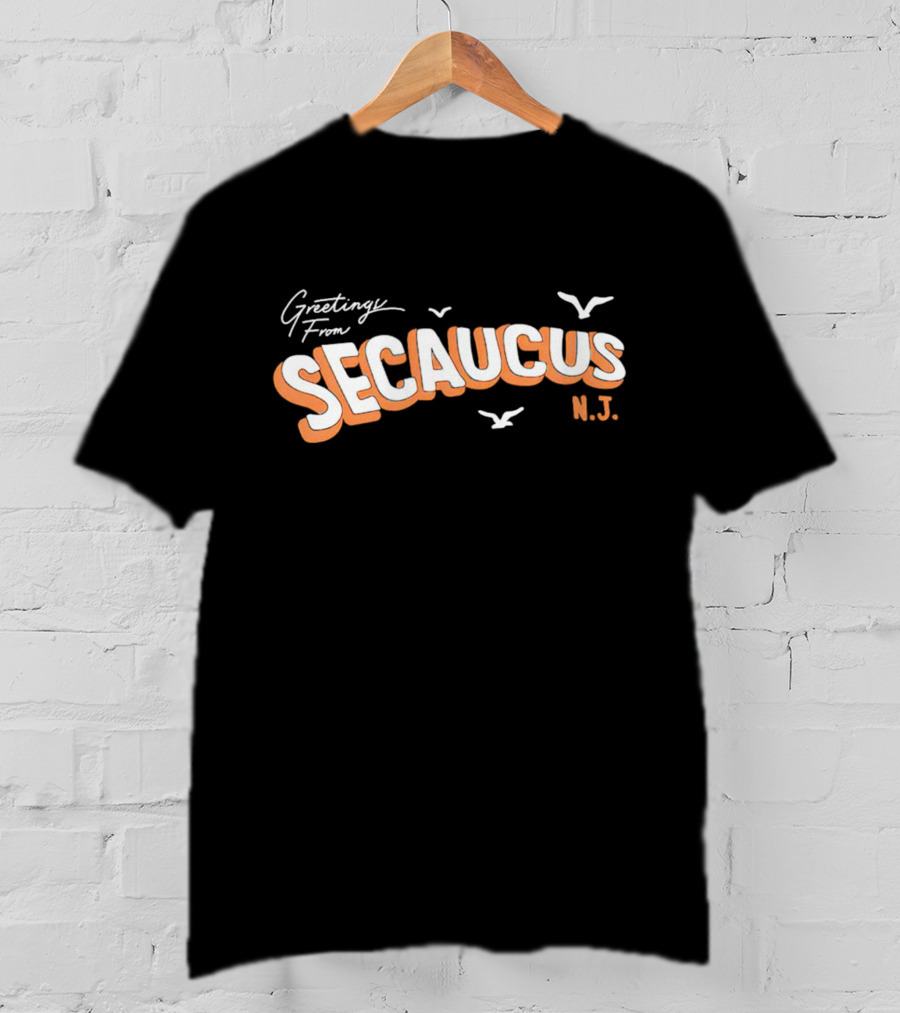 Greetings From Secaucus N.J. Vintage Postcard Style With Seagulls T-Shirt