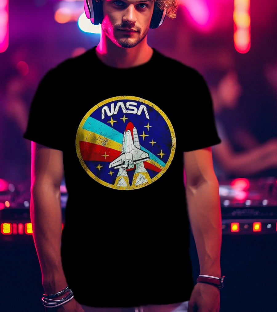 NASA Logo Space Shuttle Retro Rocket Stars T-Shirt
