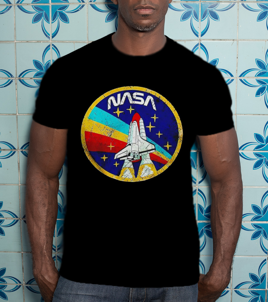 NASA Logo Space Shuttle Retro Rocket Stars T-Shirt