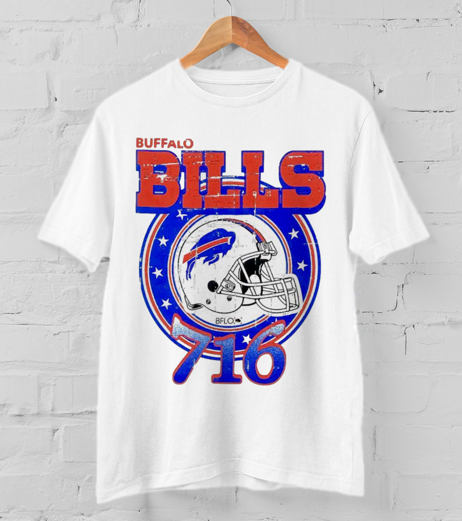 Buffalo Bills Bflo 716 Day Celebration Helmet Stars T-Shirt