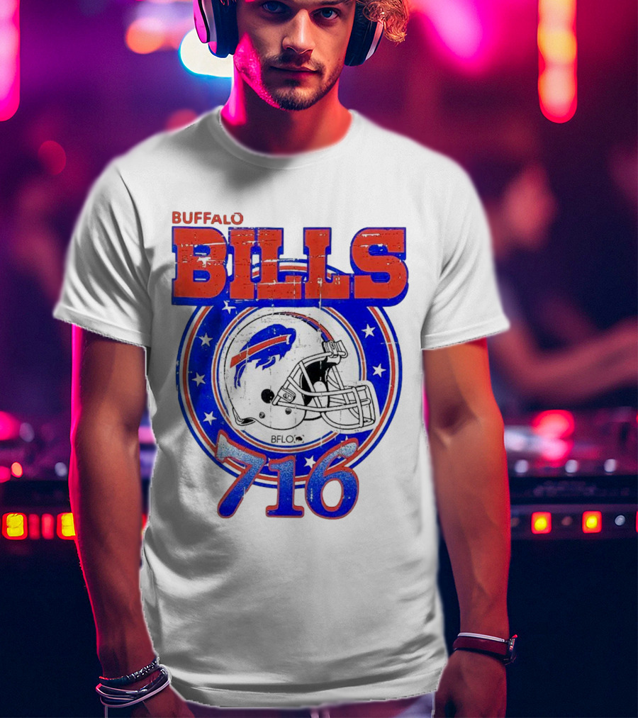 Buffalo Bills Bflo 716 Day Celebration Helmet Stars T-Shirt