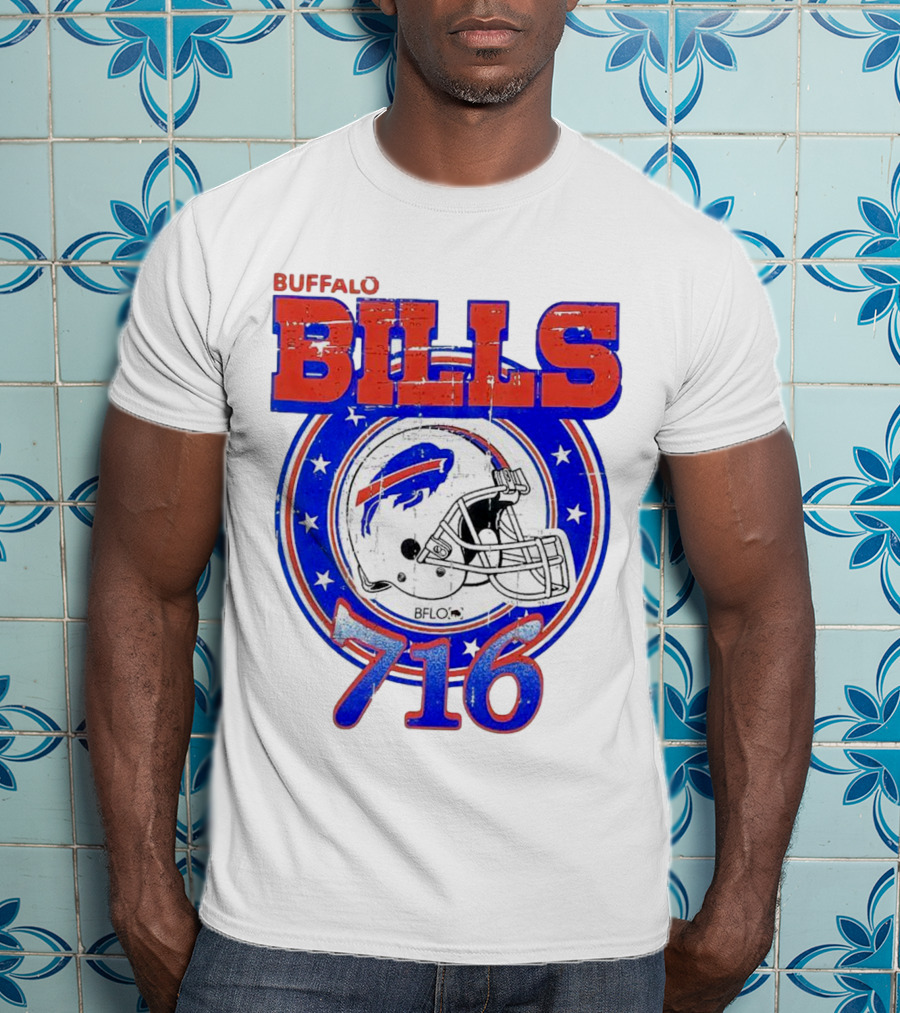 Buffalo Bills Bflo 716 Day Celebration Helmet Stars T-Shirt