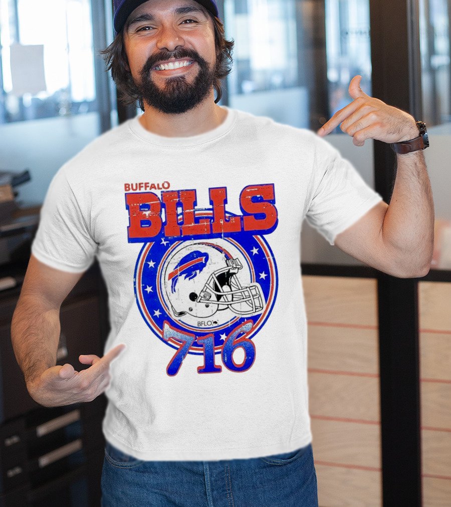 Buffalo Bills Bflo 716 Day Celebration Helmet Stars T-Shirt