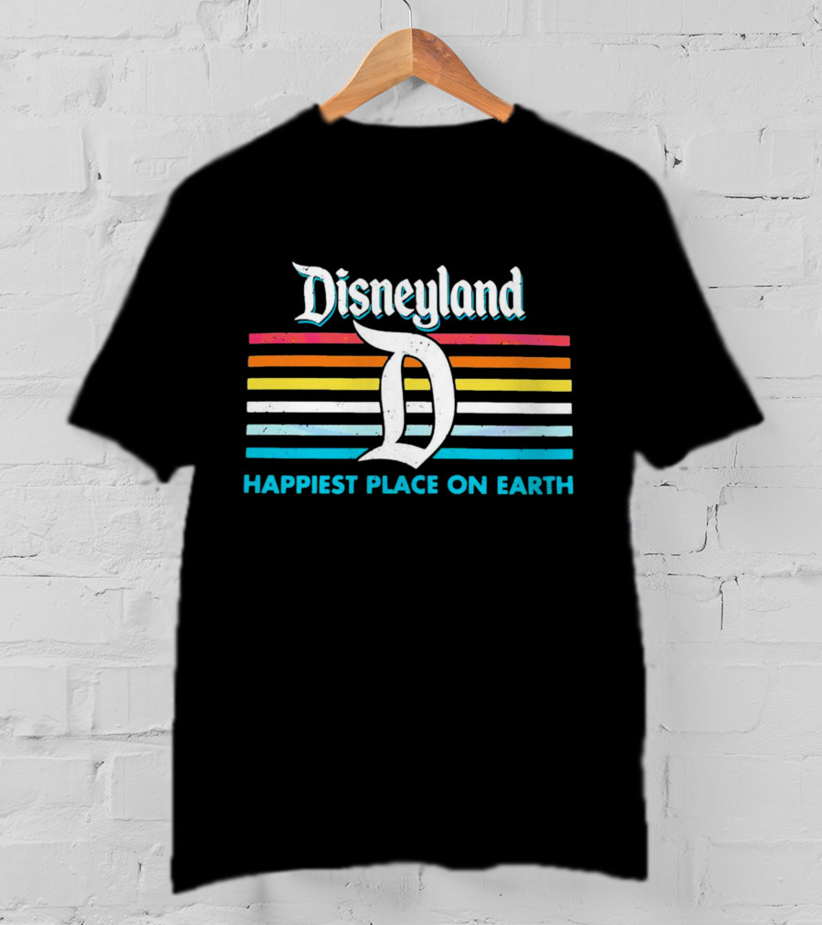 Disneyland Happiest Place On Earth Retro Stripes Logo Ringer T-Shirt