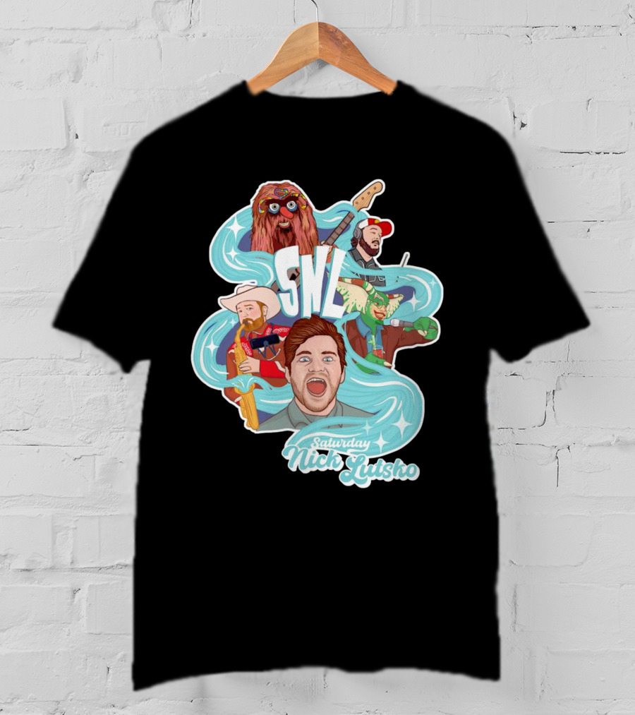 Saturday Nick Lutsko SNL Characters And Music Elements T-Shirt