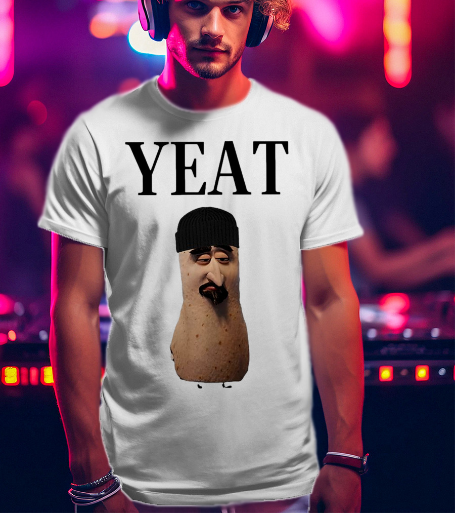 Yeat Luh Geeky Burrito Character With Beanie And Mustache T-Shirt