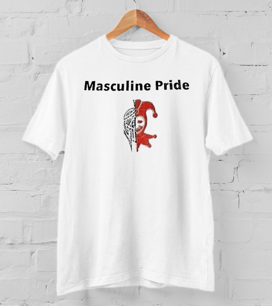 Masculine Pride Jester And Warrior Helmet Fusion T-Shirt