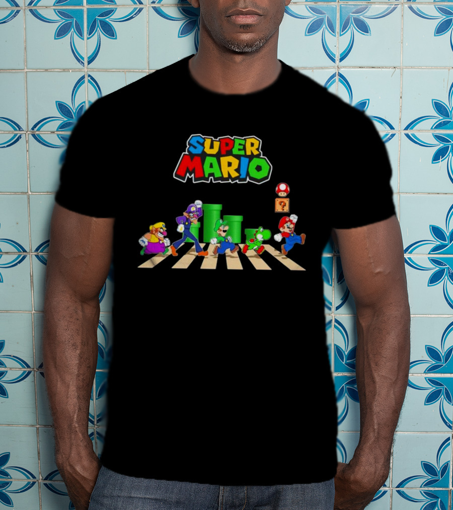 Super Mario Characters Abbey Road Crosswalk With Luigi Yoshi And Waluigi T-Shirt