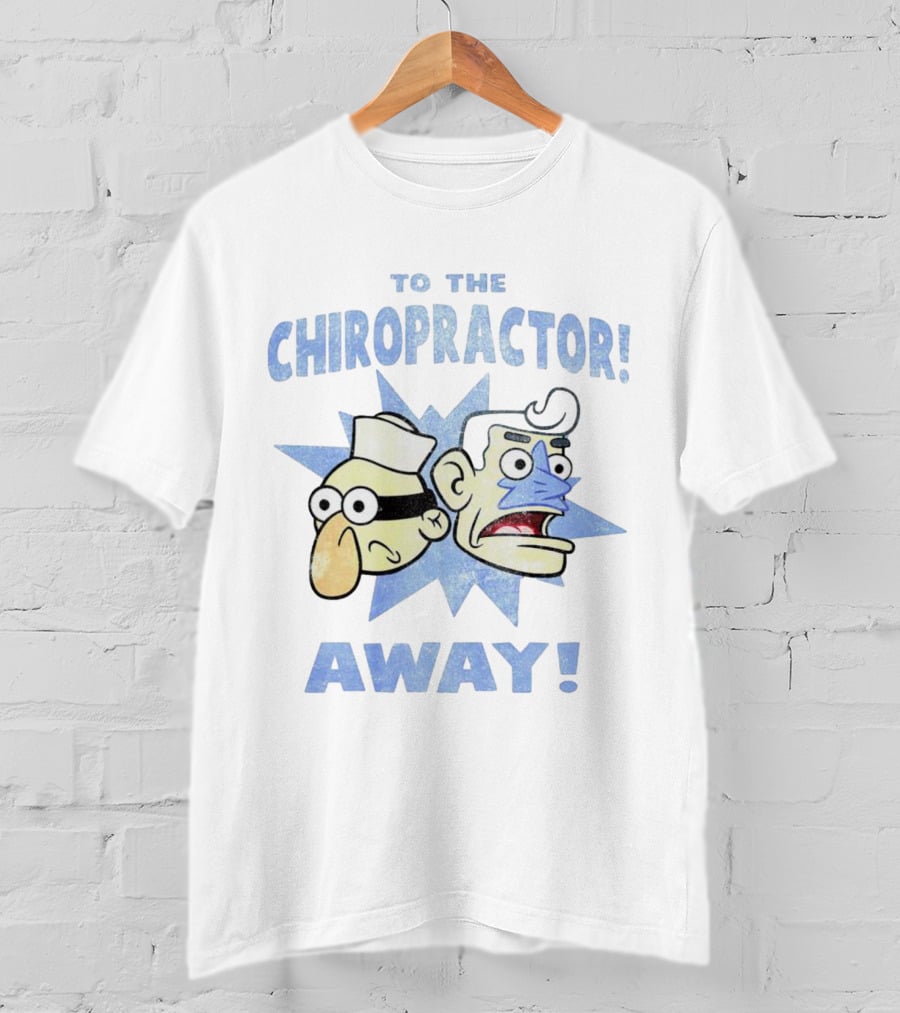To The Chiropractor Away Cartoon Adventure Faces T-Shirt