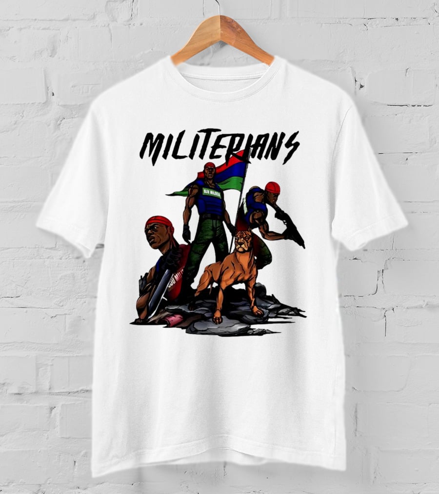 Beautiful And Brutal Militerians With Warrior Dog And Flag Display T-Shirt