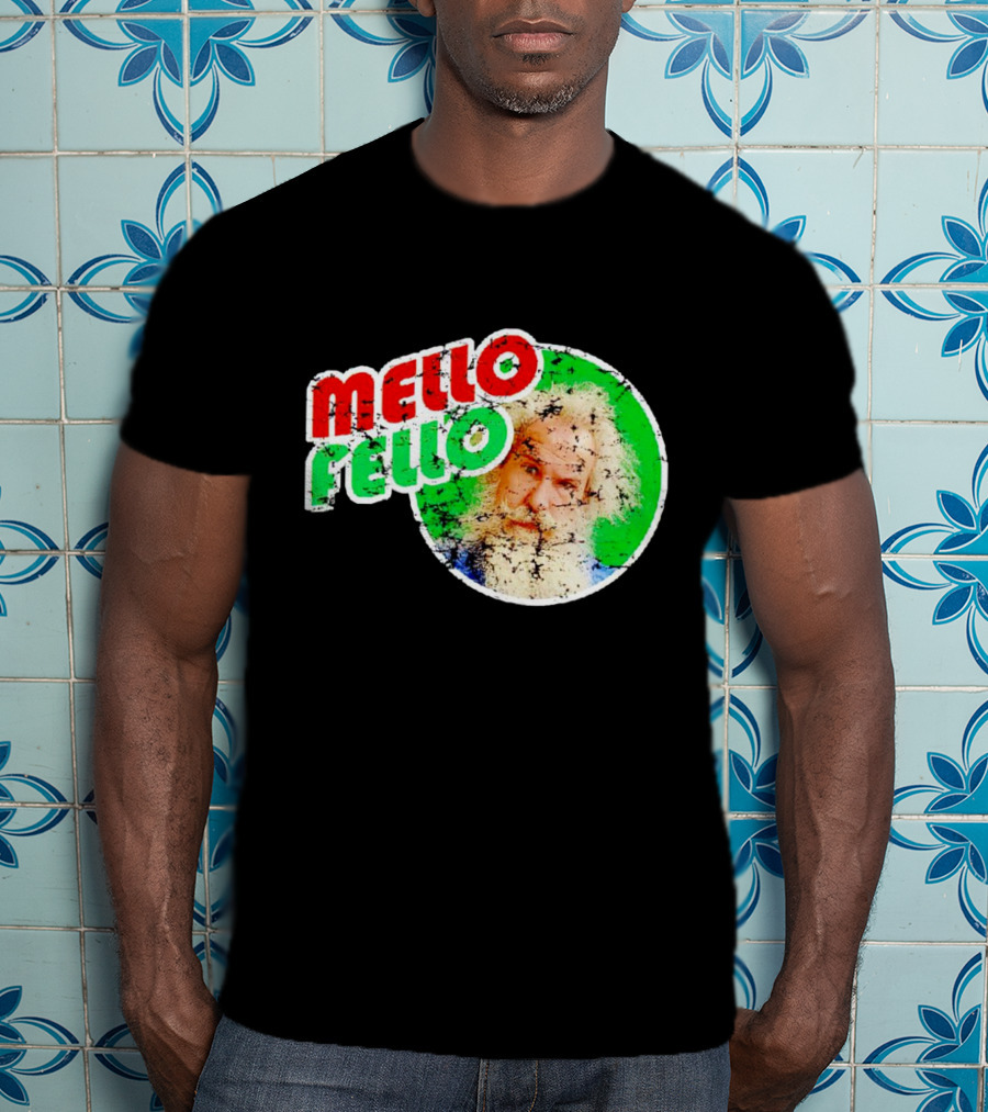 Mello Fello Vintage Distressed Green Red Circle With Bearded Man T-Shirt