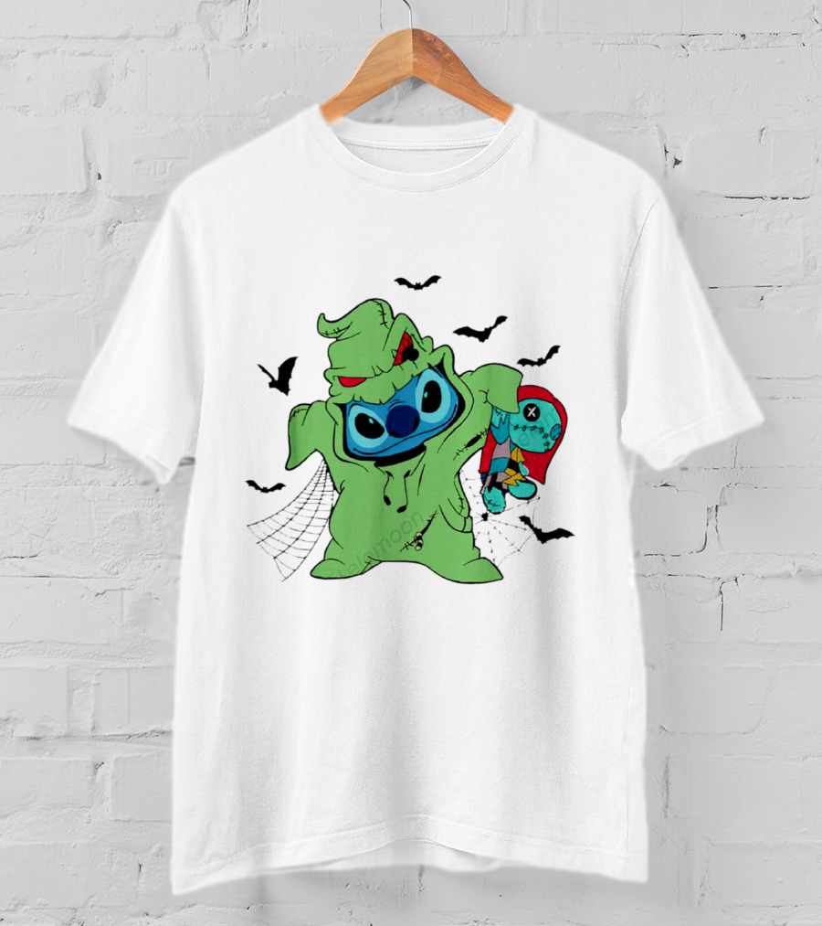 Oogie Boogie Bash Stitch Halloween Horror With Bats And Doll T-Shirt