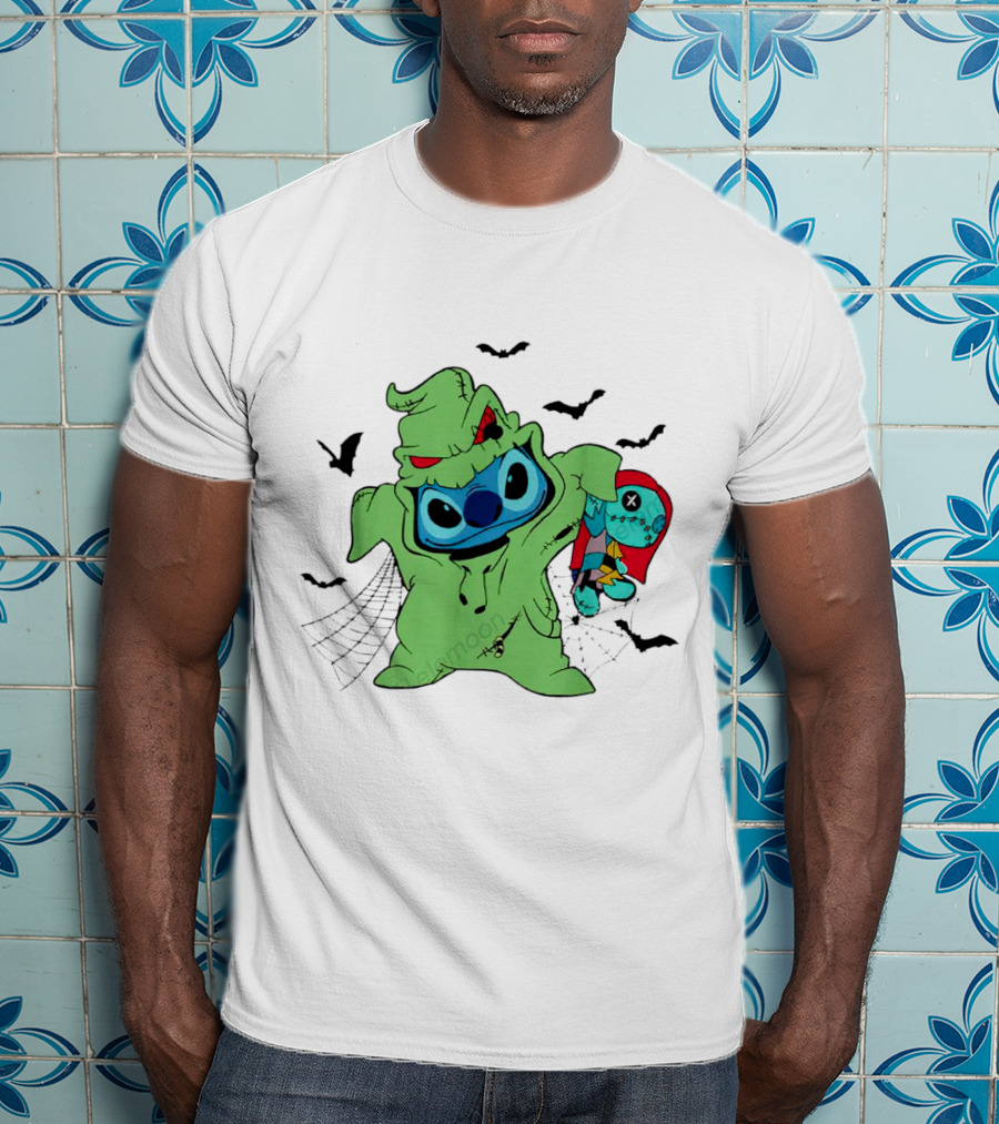 Oogie Boogie Bash Stitch Halloween Horror With Bats And Doll T-Shirt