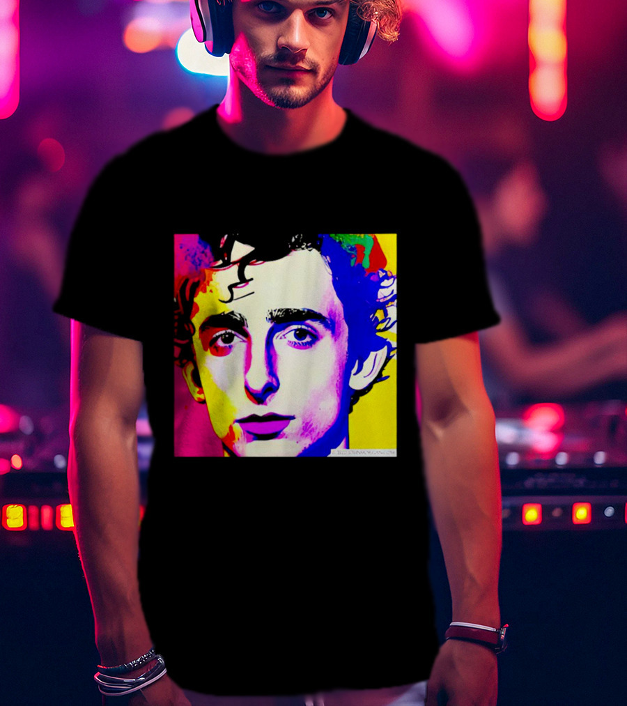 Timothee Chalamet Pop Art Portrait Multicolored Andy Warhol T-Shirt