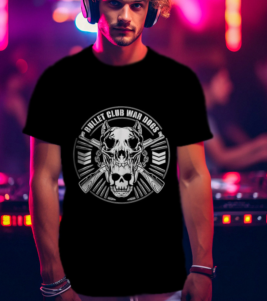 Bullet Club War Dogs Skull And Crossed Guns Emblem T-Shirt