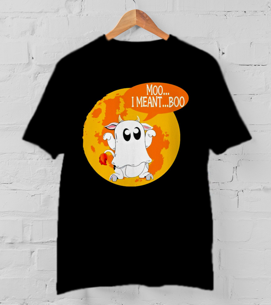 Moo I Meant Boo Ghost Cow Halloween Costume T-Shirt