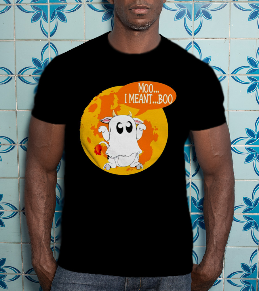 Moo I Meant Boo Ghost Cow Halloween Costume T-Shirt