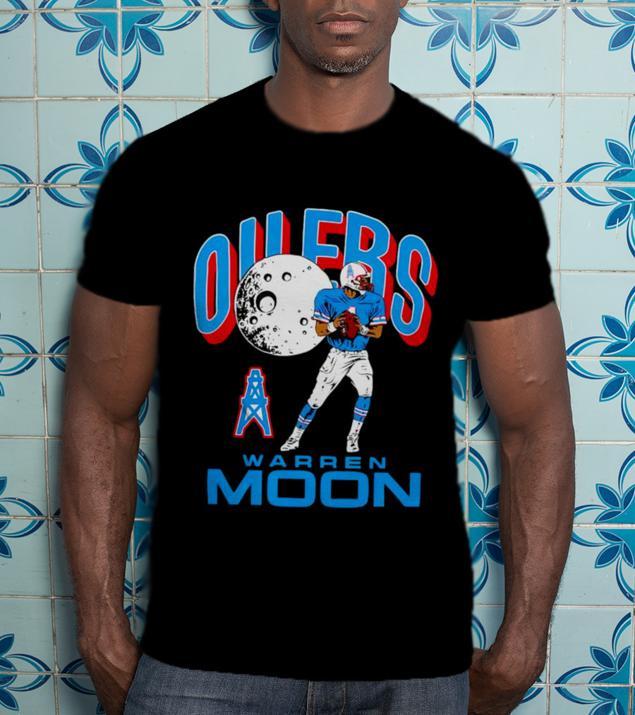 Tennessee Titans Oilers Warren Moon Retro Football Legend T-Shirt