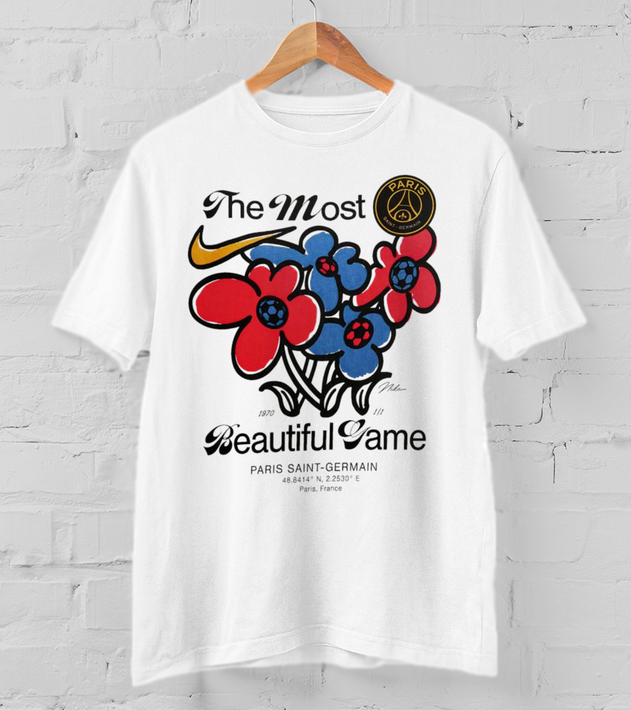 The Most Beautiful Game Paris Saint-Germain Logo And Floral T-Shirt