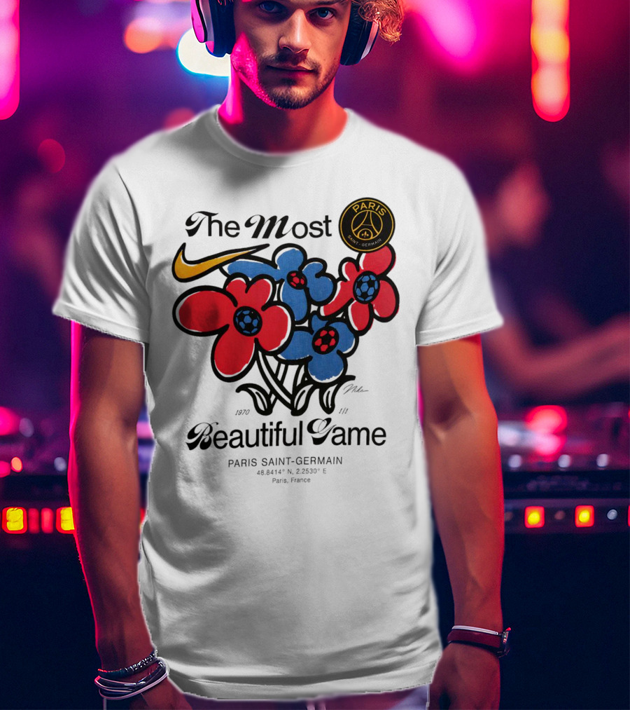 The Most Beautiful Game Paris Saint-Germain Logo And Floral T-Shirt